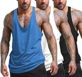 COOFANDY Men's Running Tank Tops 3 Pack Workout Y-Back Muscle Tanks Gym Bodybuilding T Shirts