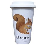 Squirrel Travel Mug Personalised - Gift for Wildlife Owners & Lover - Personalised Wild Woodland Thermal Ceramic Insulated Travel Mug