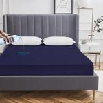 AVI Waterproof Soft Terry Cotton Breathable Lycra Elastic Fitted Style Mattress Protector/Bed Cover - 78 x 84 Inch / 6.5 x 7 Feet / 198 x 213 CM, California King Size, Navy Blue