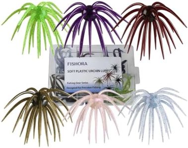 Creature Bait for Bass Fishing – Soft Plastic Fishing Lures, Fuzzy Dice & Sea Urchin Style Finesse Bait for Freshwater, Trout & Crappie with Tackle Box (6 Colors Set(6PCS), XL-5.12inch)