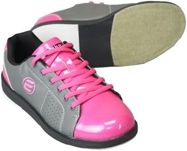 ELITE Women's Classic Bowling Shoes - Lightweight, Vibrant with Universal Slide Soles, Grey/Pink, 9