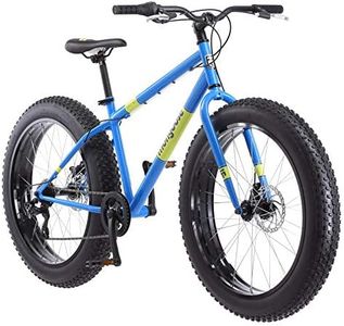 Mongoose Dolomite Fat Tire Mountain Bike, for Men and Women, 26 Inch Wheels, 4 Inch Wide Knobby Tires, 7-Speed, Adult Steel Frame, Front and Rear Brakes, Light Blue