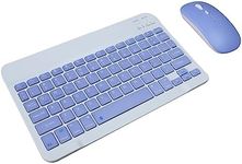 Rechargeable Bluetooth Keyboard and Mouse Combo, Ultra-Slim Portable Wireless Mouse Keyboard Set for Android Windows Tablet Cellphone iPad Pro Air Mini, iPad OS/iOS 13 and Above (7inch,Purple)