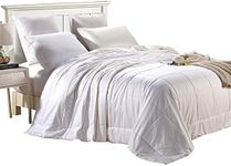 Since Silk All-Season Silk Comforter, White Silk Duvet for Night Sweats Hot Sleepers，100% Long Strand Mulberry Silk, 100% Cotton Duvet Cover(King(90-102in))