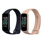 kwmobile Straps Compatible with Amazfit Band 7 Straps - 2X Replacement Silicone Watch Bands - Dark Blue/Dusty Pink