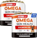 STRELLALAB Omega 3 for Dogs - (360Ct) Fish Oil Treats - Allergy & Itch Relief Skin&Coat Supplement - Dry Itchy Skin, Shedding, Hot Spots Treatment, Anti Itch - Pet Salmon Oil Chews - Salmon Flavor