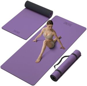 Yoga Mat Thick(10mm) Exercise Mat Non Slip Anti-tear,72"x35" Extra Large Pilates Mats for Home Workouts, Gym & Floor Stretching with Carrier Strap (Deep purple + Black)