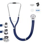 SCIAN Stethoscope Sprague Rappaport for Doctors, Nurses, School Students, and Home Use, Multi-fuctional Cardiology Stethoscope Dual Head with Adult, Pediatric, and Infant Convertible Bell (Blue)