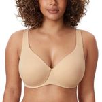 Delimira Women's Minimiser Bra Plus Size Non Padded Underwired Seamless Comfort Bras Light Oatmeal 40DD