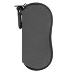 MoKo Eyeglass Soft Case, Zippered Neoprene Sunglasses Pouch with Clip for Men Women - Gray