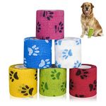 Heyu-Lotus 6 Rolls Pet Vet Wrap for Dogs, Self Adhesive Bandages for Dogs Cohesive Pet Bandage Non-Woven Elastic Breathable Bandage Tape for Dogs Cats and Horse, Wrist, Ankle,5cm x 4.5m