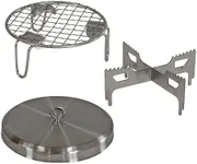 Sunnydaze 3-Piece Smokeless Tabletop Fire Pit Accessory Kit - Round Fire Pit Lid, Portable Fire Pit Stand, and Cooking Grate - Stainless Steel - 5.5"