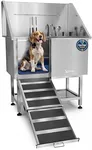 KANIS Professional Stainless Steel Dog Bathing Station - Grooming Tub w/Ramp, Storage Drawer, Floor Grate & Faucet/Dog Bathtub for Large, Medium & Small Pets