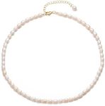 Aleasha 4mm Small Freshwater Pearl Choker 15" Gold Dainty Pearl Strand Necklace for Women Jewelry Gifts