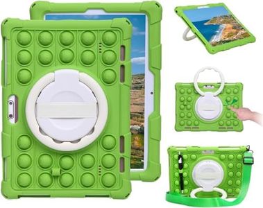 Sfulatdc Silicone Case with 360 Rotating Kickstand Handle/Shoulder Strap Universal Tablet Cute Cover Compatible with Dragon Touch Notepad K10/Max10,Pritom M10,Winsing 10 Green