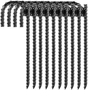 IDAKOS 20pcs Threaded Steel bar Stakes/Ground Stakes/Outdoor Fence Ground Stakes.New J Hook Heavy-Duty rebar Metal Stakes ，Proof Coated Steel Ground Stakes with Chisel Point End. (20)