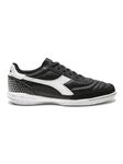 Diadora Calcetto LT Turf Soccer Shoes - Full Grain Leather, Enhanced Cushioning, Anti-Wear Rubber, Synthetic Turf, Optimal Traction and Stability, Black/White (Indoor), 10