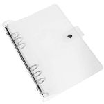 A5 Size 7"x9.25" 6-Ring Clear Binder Covers Transparent Soft PVC Notebook Shell Round Ring Binder Cover Protector Snap Button Closure Loose Leaf Folder (Transparent, A5)