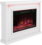 Endeavour Fires Harwood Electric Fireplace Suite 39'' with Remote Control and Realistic Multi Colour Flame Effect and Mood Light in Off-White Surround