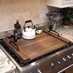 Ilyapa Noodle Board Wood Stove Top Cover for Gas Stove and Electric Stove Burner Covers, Farmhouse Serving Tray with Handles Made of Cast Iron, 22x30 Inches, Farmhouse Noodle Board, Charcuterie Board