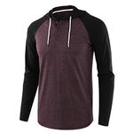 Jhsnjnr Men's Casual Long Sleeve Raglan Lightweight Henley Athletic Henley Jersey Hoodie Shirt Brown-Black