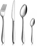 HaWare Cutlery Set, Stainless Steel 24 Piece Flatware Silverware Set for 6, Fork Spoon Set Ideal for Home/Camping/Party, Mirror Polished & Dishwasher Safe - (Elegant Oval Design)