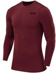 TCA Boys' Youth & Men's Pro Performance Compression Shirt Long Sleeve Base Layer Thermal Top - Crew/Mock Neck - Cabernet, S