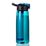 DoBrass Filtered Water Bottle for Travel, Camping, Hiking, Home and Office Use, Purifying Water Bottle with BPA Free, Leakproof, FDA Standards