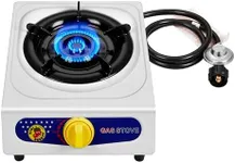 Dr.Camp 10000 BTU Automatic Ignition single burner garden yard camping camp hiking propane cooker stove with CSA listed regulator and gas hose, white color