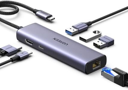 UGREEN Revodok 1061 USB C Hub, 6-in-1 Type C Dock with 1000Mbps Ethernet, 4K HDMI, 100W PD, 3 USB A 3.0 Data Ports Multiport Docking Station for PC, iMac, MacBook Air, iPad, iPhone 16/15, Galaxy S25