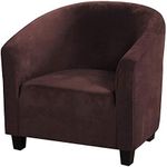 MIFXIN Tub Chair Slipcover Velvet High Stretch Club Chair Cover Spandex Elastic Armchair Couch Cover Sofa Furniture Protector for Living Room Hotel Bar Counter (Brown)