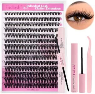 FADLASH DIY Lash Extension Kit Individual Lash Clusters with Lash Bond and Seal Clusters Lash Glue Remover and Eyelash Tweezers for Beginners (40D-0.07D, 8-16mm, Kit)
