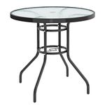 soges 31.5in Round Tempered Glass Outdoor Table Patio Table Bistro Coffee Table, Outdoor Dining Table with Umbrella Hole, All Weather, for Garden Balcony Backyard,30LHYWOT05BK80-CA