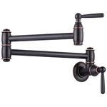 Pot Filler Faucet Oil Rubbed Bronze, ARCORA Traditional Pot Filler Wall Mount Kitchen Folding Faucet 2 Handle with Double Joint Swing Arms Brass Stove Faucet