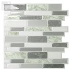 Tic Tac Tiles® Peel and Stick Self Adhesive Removable Stick On Kitchen Backsplash Bathroom 3D Wall Sticker Wallpaper Tiles in Polito Designs (10, Grey)
