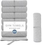 S&T INC. Microfiber Gym Towels with Snappable Hang Loop, Quick-Dry Workout, Yoga & Sports Towels, Soft Absorbent Towels for Gym, Travel & Home, 16 x 27 Inches, 6 Pack