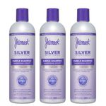 Jhirmack Silver Brightening Ageless Purple Shampoo Set of 3 developed for all shades of silver, gray, and blonde hair and enhance highlight