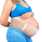 Nu Momz Maternity Belly Band for Pregnant Women | One Size Fits XS-XXL | Machine Washable Maternity Belt | Pregnancy Belly Support Band For Hip Back & Pelvic Pain Relief | Fits Every Body (Beige)