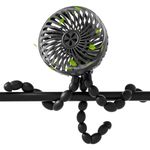 Stroller Fan,Portable Fan for Stroller,Battery Operated Mini Personal Fan, Handheld Fan Clip On For Baby with Flexible Tripod,3 Speed USB Rechargeable Baby Fan for Stroller,Car Seat,Desk - Black