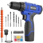 FADAKWALT 12V Cordless Drill, Battery Power Drill Drivers, 3/8” inch Keyless Chuck, Electric Screwdriver Kit, 21+1 Torque Setting, Combi Drill with Li-Ion Battery and Charger