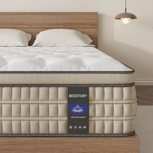 BedStory Queen Mattress 12 Inch, Medium Firm Hybrid Mattress Queen Size in a Box, Matelas Queen Hybride, Pocket Coils Spring & Gel Memory Foam Bed Mattress Queen Size, Supportive & Pain Relief