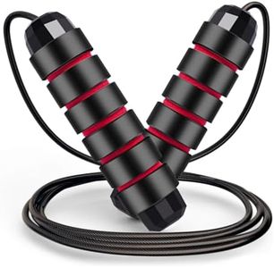 XMIAO Jump Rope, Skipping Rope with Ball Bearings Tangle-Free Rapid Speed Steel Wire, Adjustable 6” Memory Foam Anti-skid Handles Fitness Jumping Rope for Women Men and Kids (Red)