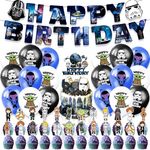 War Birthday Party Decorations Star, 1Pcs Happy Birthday Banner 18 Latex Balloons Cake Toppers Birthday Party Decorations For Kids Boys Girls Birthday Party Decoration