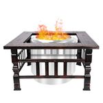 GRILL FORCE Fire Pit Surround Tabletop, Square Fire Pit Table, Outdoor Firepit Table, Outside Fire Pit Table for Solo Stove Bonfire Ranger and Other Wood Burning Fire Pit, Powder-Coated Steel,32 Inch