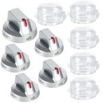 Fuairmee 5 Set DG94-03500A/Z for Samsung Electric Stove Knobs Replacement with Safety Covers, Universal Knob for Samsung Oven/Electric Ranges/Gas Ranges with NX60T8111SS NX60T8311SS NE63T8711SS/AA