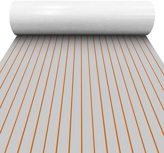 HZCHIONE EVA Foam Boat Flooring 94x45 - Faux Teak Marine Decking Non-Slip Self-Adhesive Light Grey with Orange for Yacht RV Motorboat Kayak