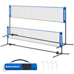 SONGMICS 16.5 ft Badminton Net, Height Adjustable Volleyball Net, Pickleball Net with Poles, Foldable Nylon Net for Tennis Indoor Outdoor Court, Blue and Black USYQ500V2