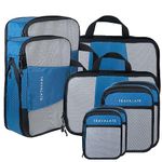 TRAVALATE® Pack of 8 Pcs Compression Packing Cubes 4 Various SizesTravel Luggage Packing Clothes & Undergarment Organizer Bags, Ziplock Saree Packing Bags Set For Men and Women