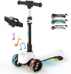 3 Wheel Kids Scooter Ages 3-12, iHoverboard B2 Electric Scooter for Kids with LCD Display, Bluetooth Speaker, Various LED lights & 3 Adjustable Heights, Foldable Toddler E-Scooter, Gift for Kids