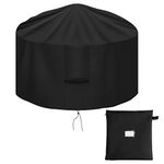 OKPOW Fire Pit Cover 90cm, Firepit Covers Waterproof Round-600D,Anti-UV,Heavy Duty Rip Proof Oxford Fabric Firepit Cover,Round Fire Pit Covers-Black(90cm*50cm)